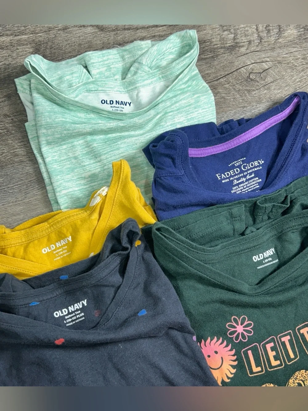 (0017) Girls: 10/12 Old Navy/Faded Glory 5pc Longsleeve Shirts- N9